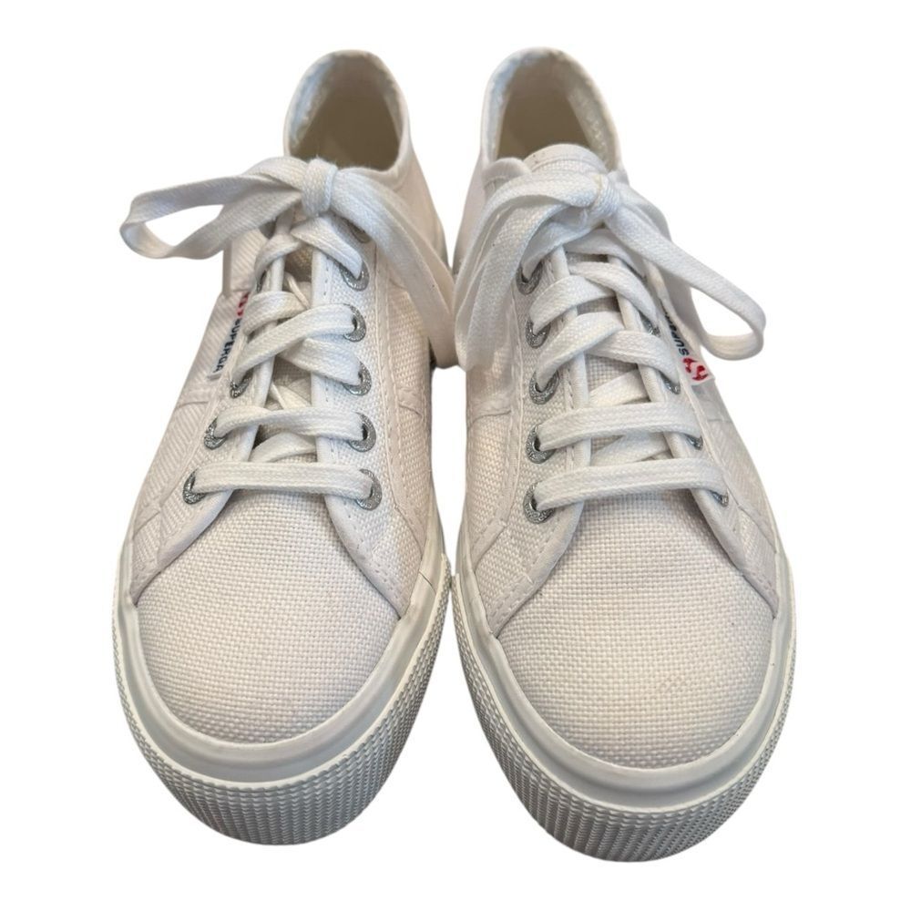 Superga Women's White Canvas Platform Sneakers 6 - Picture 4 of 6